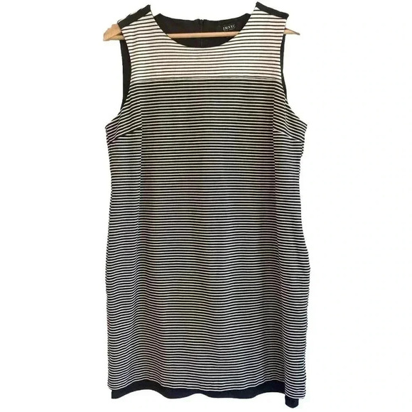 IMNYC Isaac Mizrahi Sleeveless Black And White Striped Dress, Size Large Preppy - Picture 1 of 7